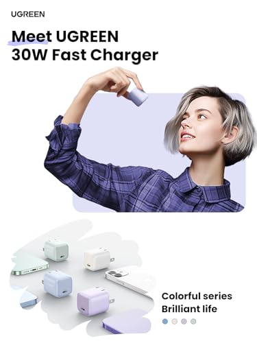 UGREEN Nexode 30W USB C Charger, GaN Fast Charger for iPhone 18/17 - color: Purple