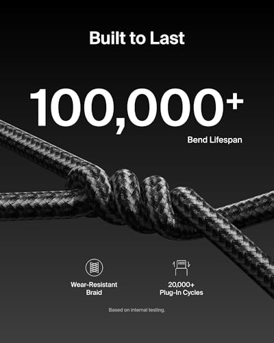 Belkin USB C to USB C 240W Cable 2 Pack, 6.6ft Fast iPhone Charger Cord - color: Black, style: 6.6 ft - 2 pack