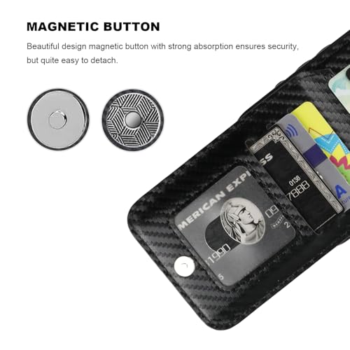 KIHUWEY for iPhone 17 Pro Max Wallet Case Card Holder, Carbon Black | Credit Card Slots, PU Leather, Kickstand, Flip Heavy Duty Protection Cover for Men and Women - color: Carbon Black