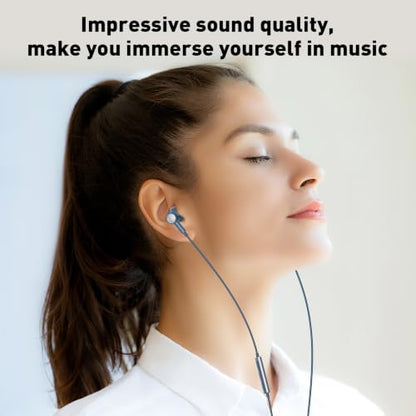 USB C Headphones Magnetic Wired Earbuds with Mic for Apple/Samsung Android - color: Lake Blue