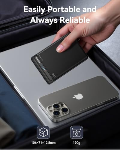 Kuulaa for MagSafe Battery Pack 10000mAh, 20W Ultra Slim Wireless Portable Phone Charger with LED Display, Magnetic Power Bank for iPhone 16/15/14/13/12 (Black) - color: Black