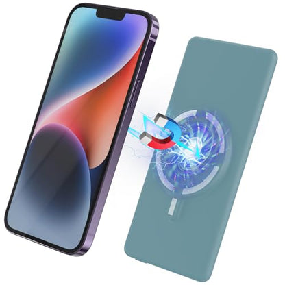 Magnetic Battery Pack for iPhone /17/16/15/14/13/12 Series, 10,000mAh Mag-Safe Battery Pack, Slim Mag-Safe Power Bank Charger, Power Bank Magnetic Charger for iPhone (Light Blue) - color: Light Blue