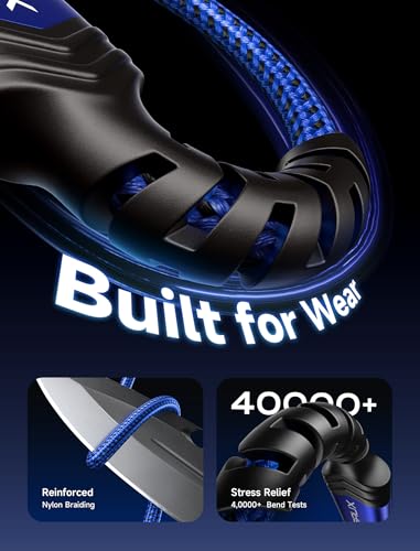 JSAUX USB C Cable Fast Charging, USB to USB C Cable 3-Pack (10+6.6+3.3FT) - color: Blue, size: 3.3ft+6.6ft+10ft