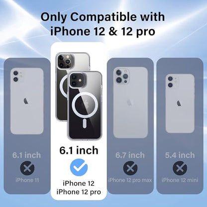 Supdeal Magnetic Clear Case for iPhone 12/12 Pro, [Compatible with MagSafe] [Non Slip Bumper & Not Yellowing] Military Grade Shockproof Transparent Silicone Phone Cover, 6.1", Transparent - color: Transparent, size: iPhone 12/12 Pro
