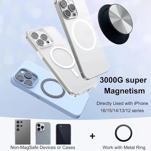 Magnetic Foldable Phone Grip Holder for Samsung Mount Socket Pocket for Magsafe iPhone 17 16 15 14 N52 Magnet Ring Finger Expanding Stand (Black Silvery)