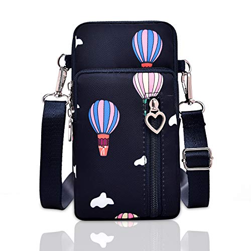 BIAOTIE Lightweight Small Crossbody bags Cell Phone Purses Travel Pouch Shoulder Bag for Women - color: Black Balloon
