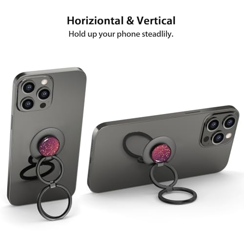 Phone Grip, Phone Ring Holder Finger Kickstand, Foldable & Adjustable Double Metal Cell Phone Rings Gripper Stand for iPhone Samsung &Other Phones - Sparkle Red - color: Sparkle Red
