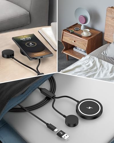 Galaxy Watch Charger Cable 2-in-1 15W Samsung Wireless Charger Fast Charge - color: Black-1