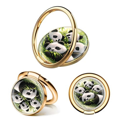 Cell Phone Ring Holder, Cute Phone Ring Grip Stand, 360°Rotation Funny Metal Kickstand Finger Grip Cute Pandas - color: Cute Pandas