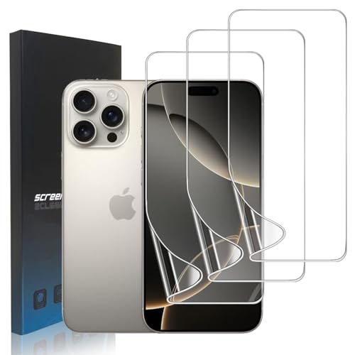 3 Pack for iPhone 16 Pro Screen Protector Flexible Soft - size: iPhone16 Pro