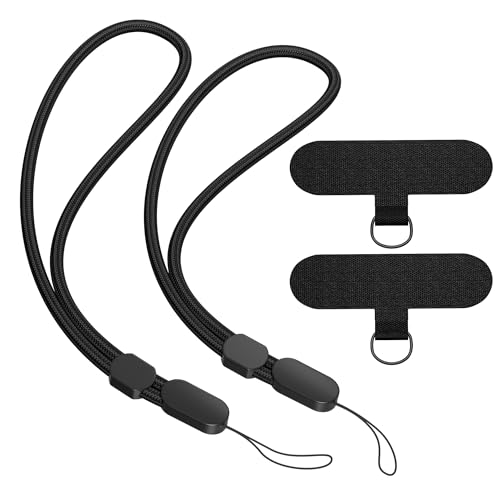 SURDOCA Adjustable Phone Lanyard Wrist Strap, Camera Wrist Strap, Nylon Wrist Lanyard, Anti Theft Strap, Lanyard for Earphone, USB Flash Drive, ID Name Tag Badge (No Paw) - color: Black & Black (No Paw)