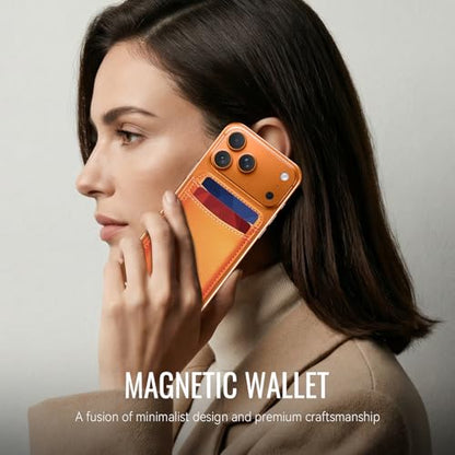 for Magsafe Wallet Magnetic RFID Blocking Card Holders, Orange - color: Orange