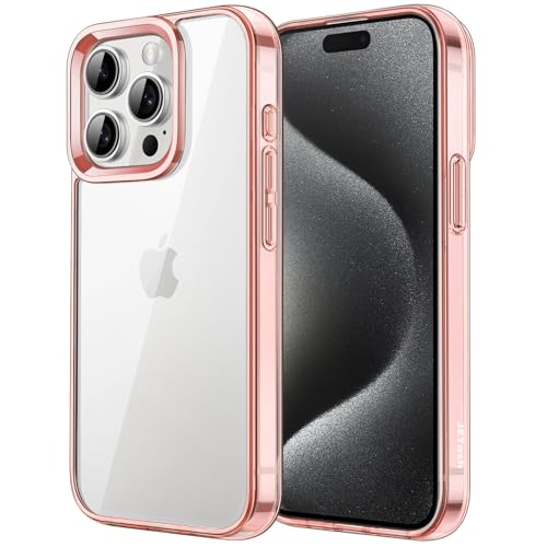 JETech Case for iPhone 15 Pro 6.1-Inch, Non-Yellowing Shockproof Phone Bumper Cover, Anti-Scratch Clear Back (Rose Gold) - color: Rose Gold, size: iPhone 15 Pro