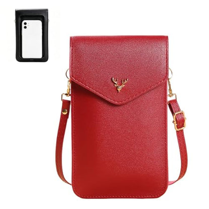 honitty Cell Phone Purse, Touchscreen Phone Crossbody Bag, Waterproof Leather Anti-Theft Wallet for Women, Perfect for Travel - color: Red