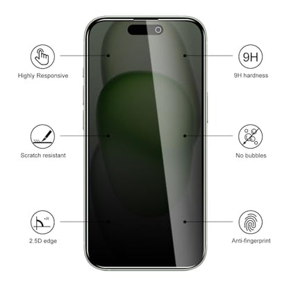 3 Pack Privacy Screen Protector for iPhone 15/15 Pro/16, 9H Hardness Double Shatterproof Anti-Spy Tempered Glass Film, Easy Installation, Case-Friendly - size: iPhone 15/15 Pro/16