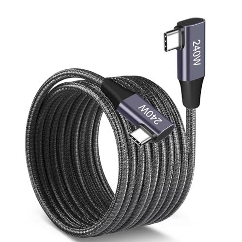 Dual Right 240W USB-C to USB-C Cable 10FT Gunmetal, Fast Charging - color: Grey, size: 10FT