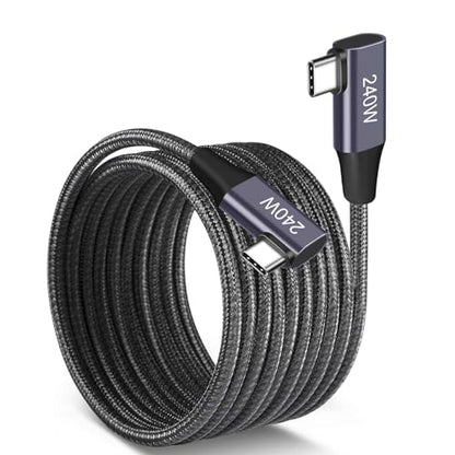 Dual Right 240W USB-C to USB-C Cable 10FT Gunmetal, Fast Charging - color: Grey, size: 10FT