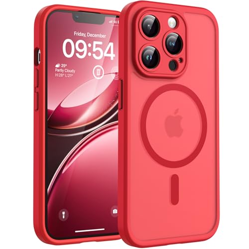TOCOL for iPhone 13 Pro Max Case, Compatible with Magsafe Charger, Full Camera Protection, Translucent Matte for iPhone 13 Pro Max iPhone Case 6.7 inch (Red) - color: Red, size: Iphone 13 Pro Max