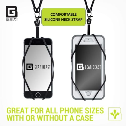 Gear Beast Cell Phone Lanyard - Universal Neck Phone Holder w/Card Pocket and Silicone Neck Strap - Compatible with Most Smartphones, Clear - color: Transparent