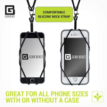 Gear Beast Cell Phone Lanyard - Universal Neck Phone Holder w/Card Pocket and Silicone Neck Strap - Compatible with Most Smartphones, Clear - color: Transparent