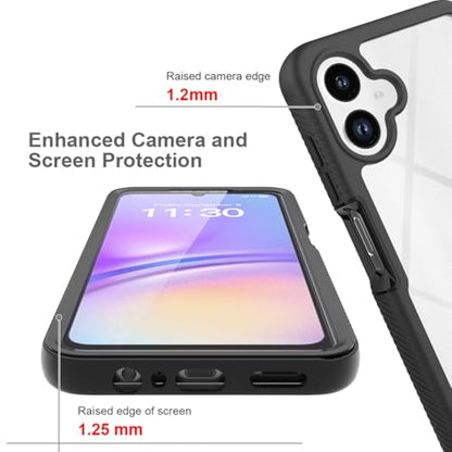 360 ° Protective Case for Samsung Galaxy A07 4G, Dustproof Shockproof Case with Built-in Tempered Screen Protector, Full Body Protective Heavy Duty Slim Back Phone Cover(Red) - color: Red