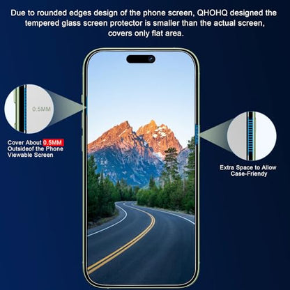 QHOHQ 3 Pack Privacy Screen Protector for iPhone 15 Plus [6.7 Inch] with 3 Pack Camera Lens Protector, Anti Spy Tempered Glass Film, 9H Hardness, HD, Bubble Free, Case Friendly - Black - size: iPhone 15 Plus 6.7 Inch