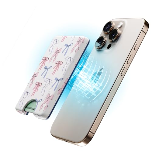 Casely MagWallet | Coquette Girlie | Pastel Bows | Slim Wallet Card Holder | Compatible with MagSafe | Soft-Touch Hard Silicone | Holds Up to 3 Cards - color: Coquette Girlie | Pastel Bows