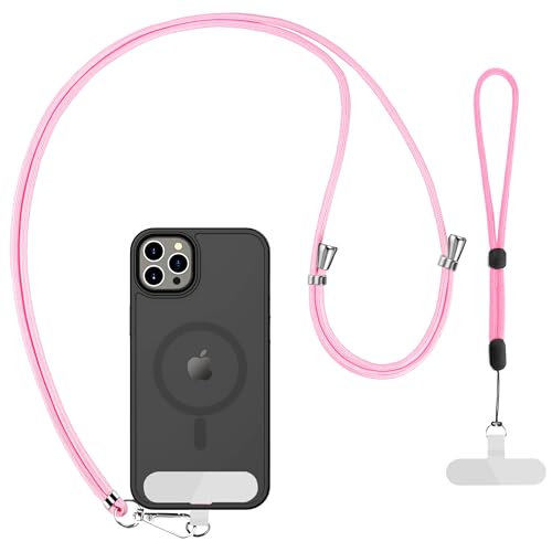 CACOE Phone Lanyard, Light Pink, 2 Pcs - color: Light Pink, size: 30"（Neck Strap×1）+8"（Wrist Strap×1）