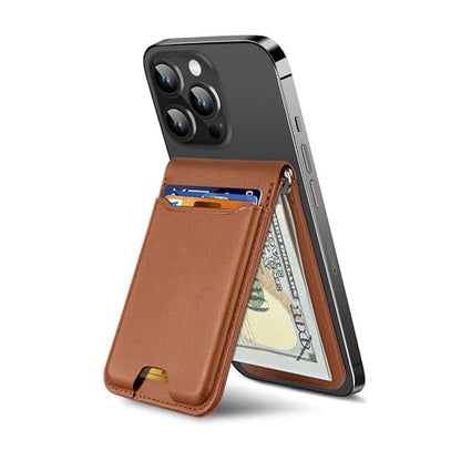 ExtreLife for Magsafe Wallet with Money Clip, Strongest Magnetic Wallet for iPhone 17/16/15/14/13/12 Series, Adjustable Stand, ID Window, 5 Card Holder, RFID Blocking, Not for 13/12 Mini, Brown - color: Brown