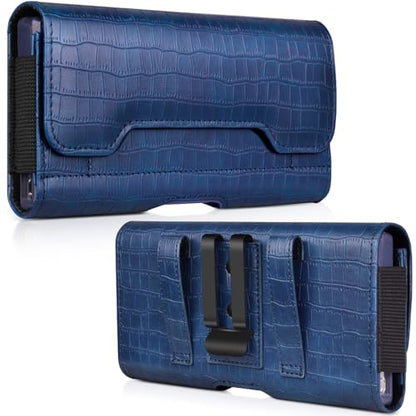 ACCKUO Leather Phone Holster with Strong Metal Belt Clip and Card Holder Compatible with iPhone 17 Pro Max, Samsung Galaxy S26/S25/S24/S23/S22/S21 Ultra A17 A16 for Everyday Protection, XL -Blue - color: Blue, size: X-Large