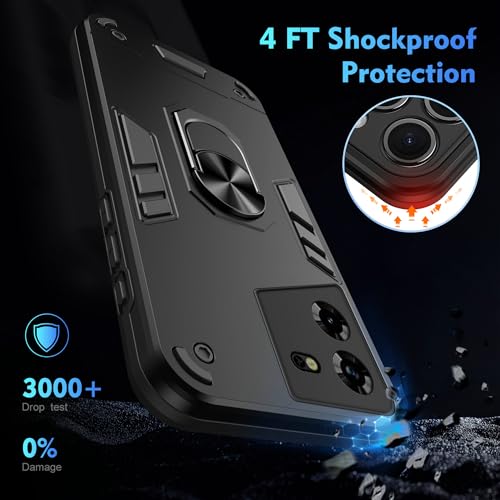 Compatible for Tecno Pova 5 Case,Built-in Stand Shockproof and Drop-Proof Compatible with Tecno Pova 5 LH7n Phone Case Cover Black - color: HY-GZS-black, size: Tecno Pova 5