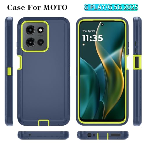 Qinmay Phone Case for Motorola Moto G 2025/Moto G Play 5G 2025 Case with HD Screen Protector, Heavy Duty Shockproof & Dropproof 3-Layer Cover Phone Case,DarkBlueGreen - color: DarkBlueGreen