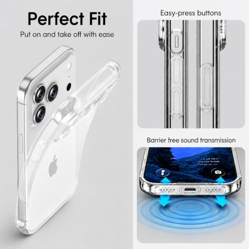 Soft TPU Clear Case for iPhone 17 Pro Max 6.9 inch | Not-Yellowing，Military Drop Protection，Shockproof Transparent Silicone Case, Ultra Slim & Thin，Camera Protection,Clear - size: for iPhone 17 Pro Max