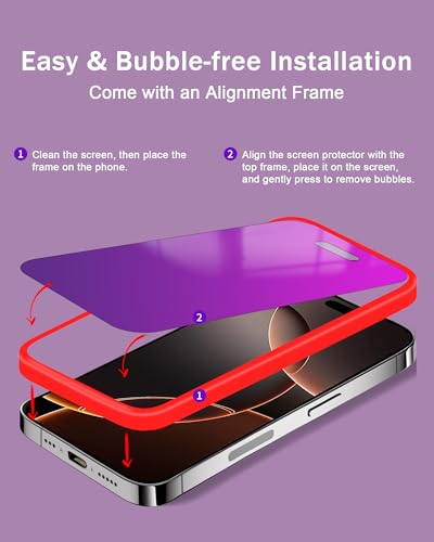 2 Pack for iPhone 16 Pro Privacy Screen Protector 6.3 Inch - color: For iphone 16 Pro Purple