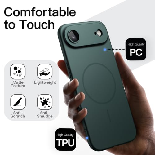 JETech Magnetic Slim Case for iPhone Air, Midnight Green - color: Midnight Green, size: iPhone Air