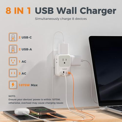 TESSAN USB C Charger Block 20W PD, Fast Charging Adapter with Foldable Plug - color: Grey, size: 2 USB-C/A