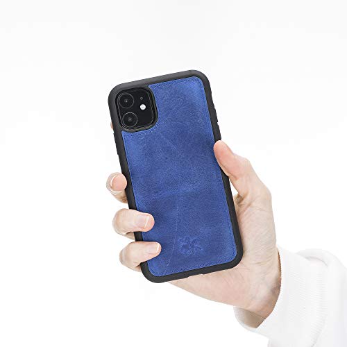 Venito Lucca Leather Case Compatible with iPhone 11 (6.1 inch) – Extra Secure with Padded Back Cover -Antique Dark Blue - color: Antique Dark Blue, size: iPhone 11