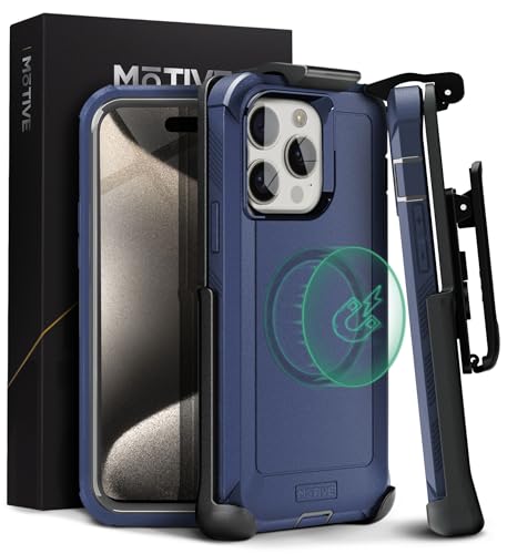 MOTIVE Heavy Duty Case for iPhone 15 Pro Max, Belt Clip Holster | 6.7" Blue - color: Blue Navy, size: iPhone 15 Pro Max
