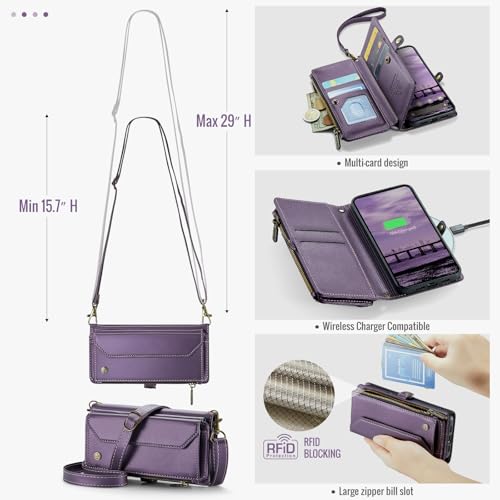 for Google Pixel 10a 6.3" Case, Women Men Multi-Function Wallet Case with Stand RFID Blocking Includes Shoulder Strap Wrist Strap Google Pixel 10a (Purple) - color: Purple