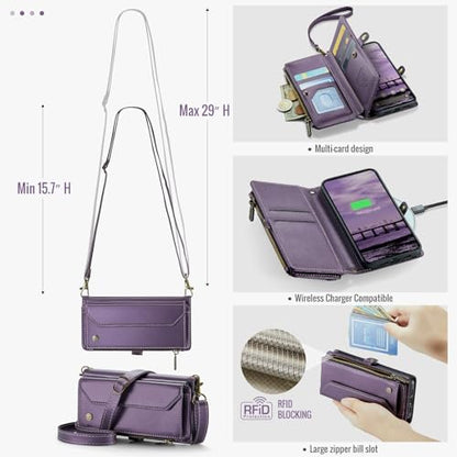 for Google Pixel 10a 6.3" Case, Women Men Multi-Function Wallet Case with Stand RFID Blocking Includes Shoulder Strap Wrist Strap Google Pixel 10a (Purple) - color: Purple