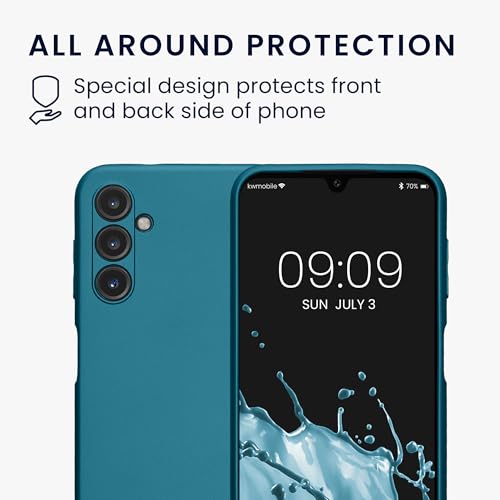 kwmobile Case Compatible with Samsung Galaxy A14 5G Case -Soft TPU Back Phone Cover - with Metallic Look - Metallic Caribbean Blue - color: Metallic Caribbean Blue, size: Galaxy A14 5G