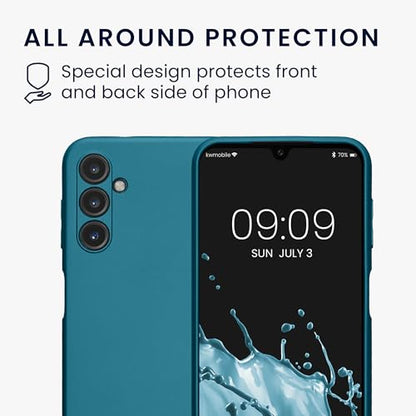 kwmobile Case Compatible with Samsung Galaxy A14 5G Case -Soft TPU Back Phone Cover - with Metallic Look - Metallic Caribbean Blue - color: Metallic Caribbean Blue, size: Galaxy A14 5G