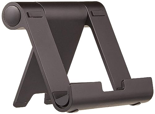 Amazon Basics Multi-Angle Portable Foldable Stand for iPad Tablet, E-reader and Phone, Sturdy Hands-Free Viewing, Black - color: Black