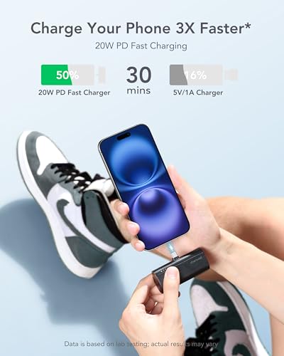 charmast Mini Portable Charger USB-C Connector, 5000mAh Small Power Bank - color: Black