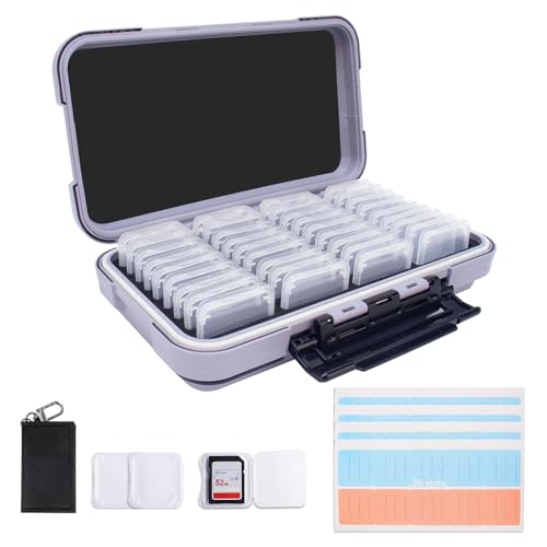 36-Slot SD Card Holder, Gray Memory Card Case with 36 Card Cases - color: Gray