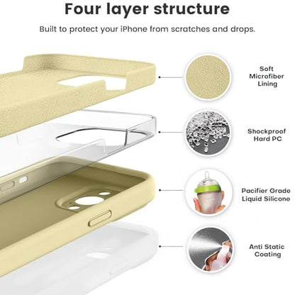 Vooii Compatible with iPhone 13 Pro Max Case, Liquid Silicone Upgrade [Camera Protection] [Soft Anti-Scratch Microfiber Lining] Shockproof Phone Case for iPhone 13 Pro Max 6.7 inch - Creamy Yellow - color: Creamy Yellow, size: iPhone 13 Pro Max