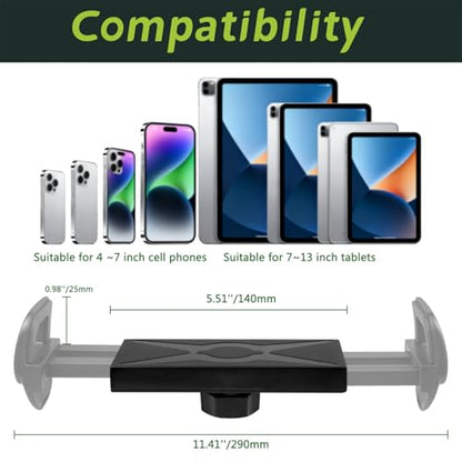Tablet Holder Mount, Adjustable Gooseneck Arm Clamp for Treadmill/Indoor Cycle/Stroller/Wheelchair/Boat, Compitable with 4.7-13" Tablet/Phone/Kindle/Switch