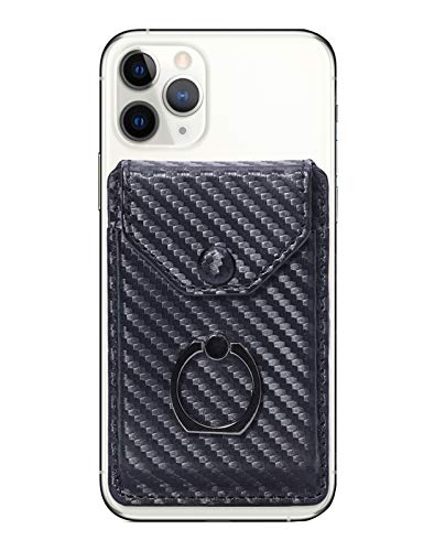 Self Adhesive Phone Card Wallet with Ring Stand Flip Cover, Black B - color: Black B