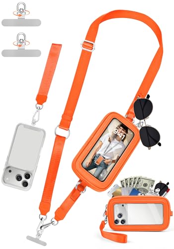 takyu Phone Strap Crossbody with Detachable RFID Wallet Orange - color: Orange