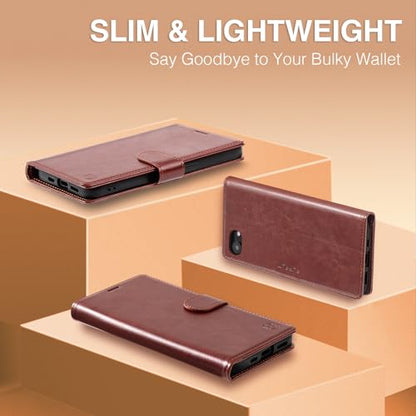 FLIPALM Card Holder Wallet Case for iphone 17e, Brown | Card Holder, RFID Blocking, PU Leather Folio Flip, Kickstand, Protective Shockproof Cover - color: Brown